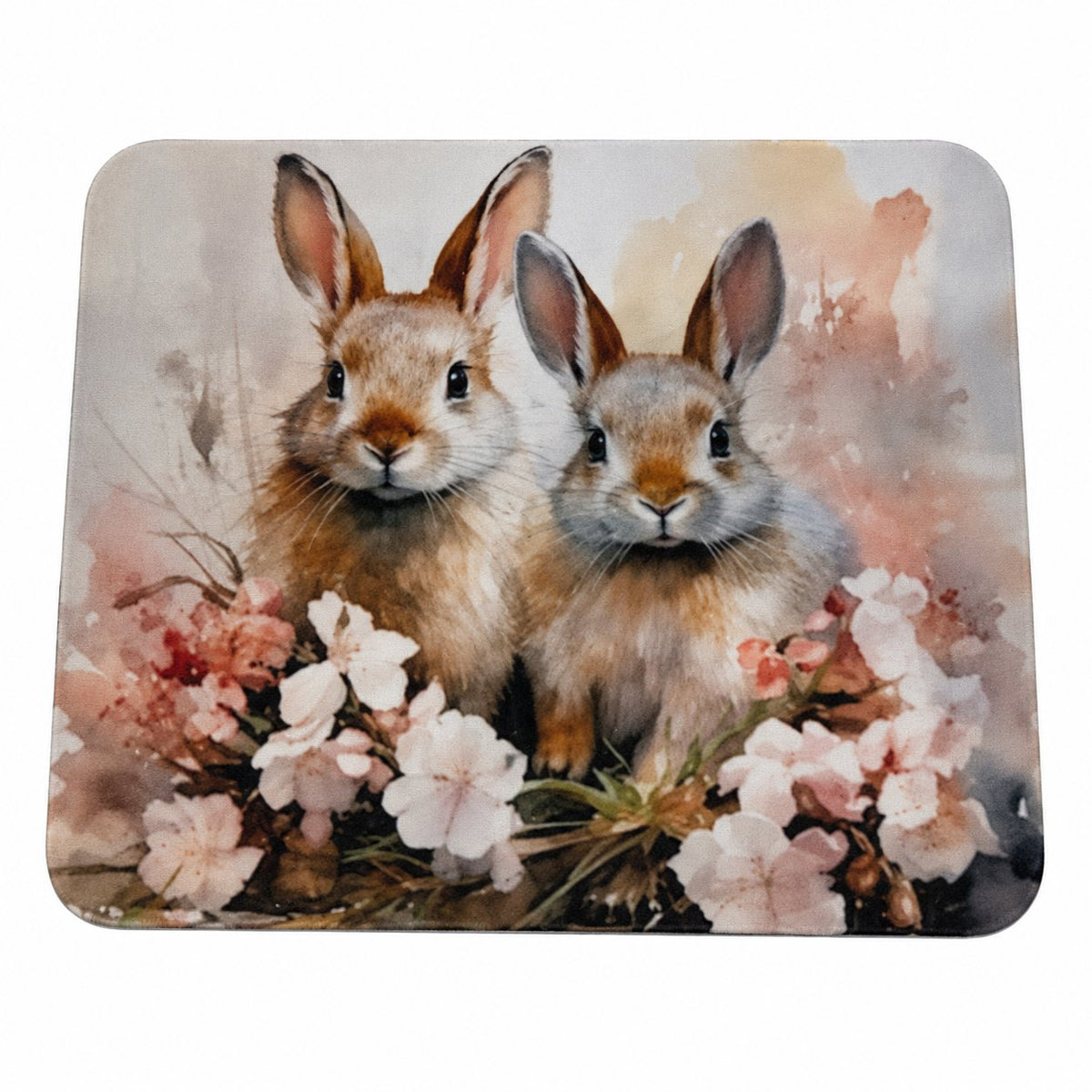 Tapis de souris — Deux lapereaux sur fond blanc