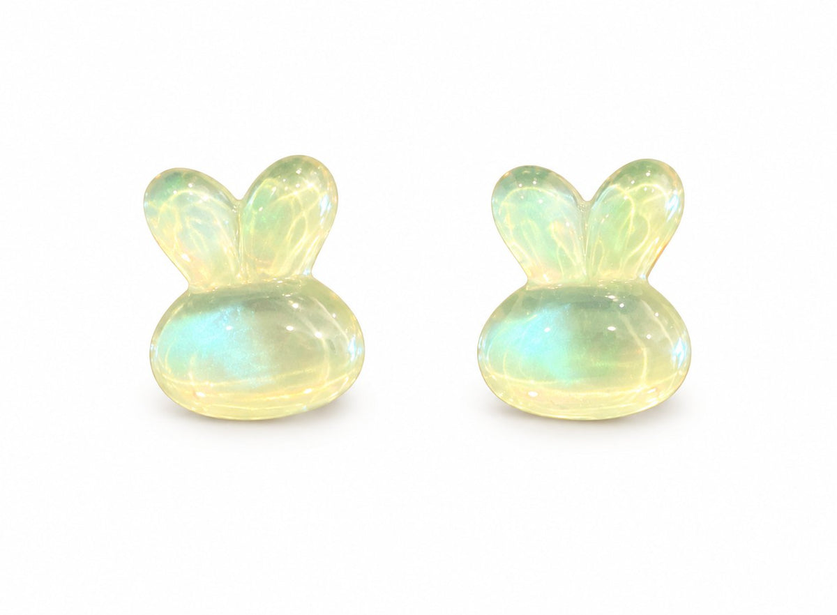 Boucles d’oreilles lapin — jaune — sur fond blanc