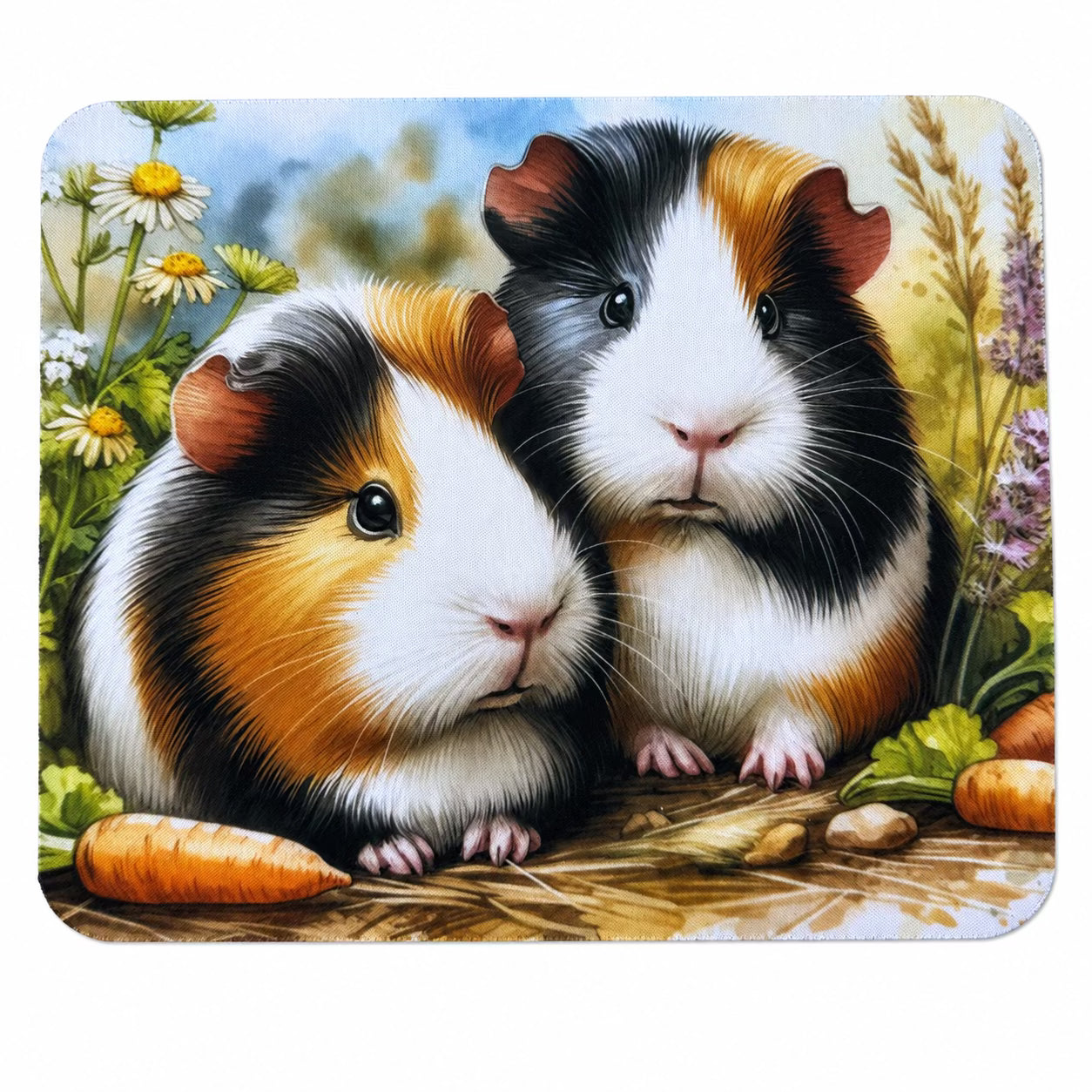 Tapis de souris — Deux cochons d’Inde sur fond blanc