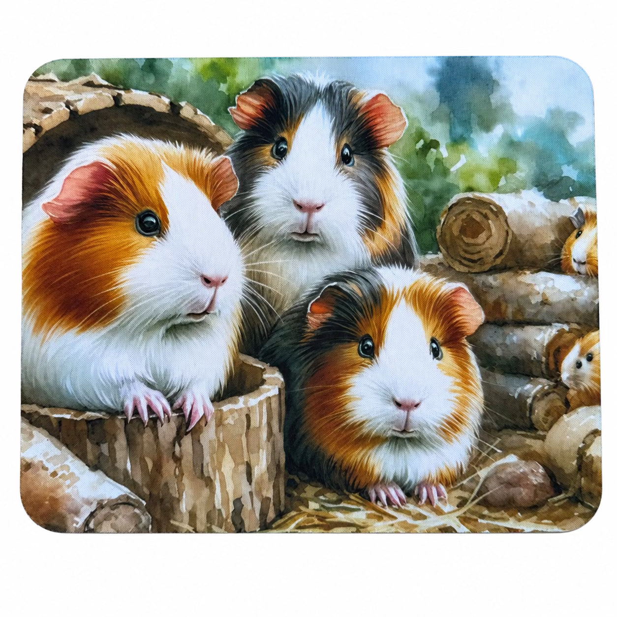 Tapis de souris — Trois cochons d’Inde sur fond blanc