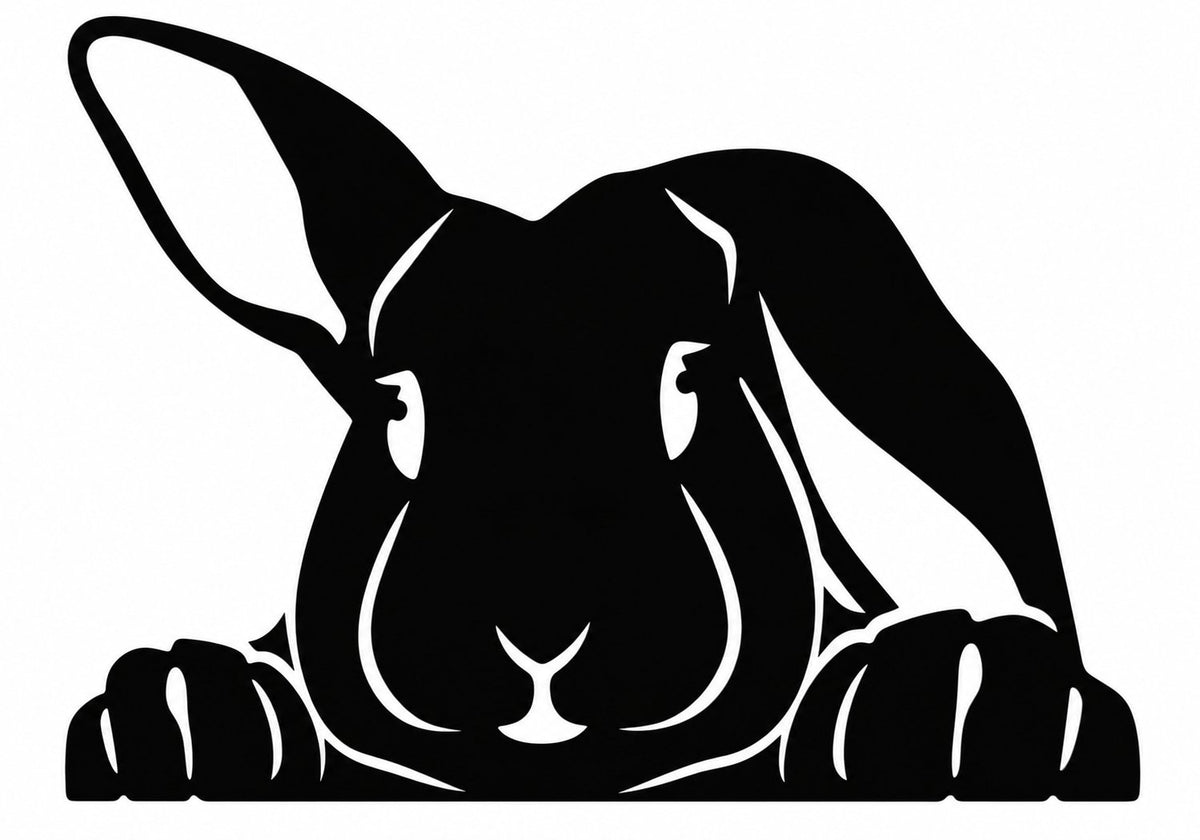 Collant en vinyle lapin noir sur fond blanc