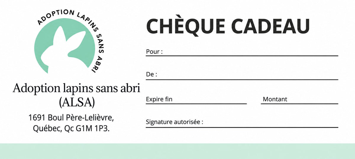 ChĂšque cadeau ALSA sans ruban, sur fond blanc