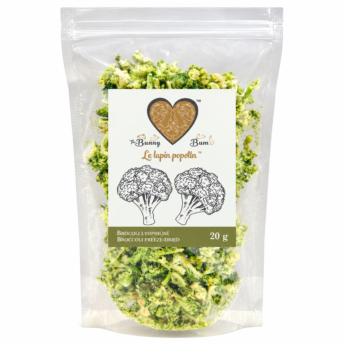 Brocoli lyophilisé - Bunny Bum — produit entier sur fond blanc