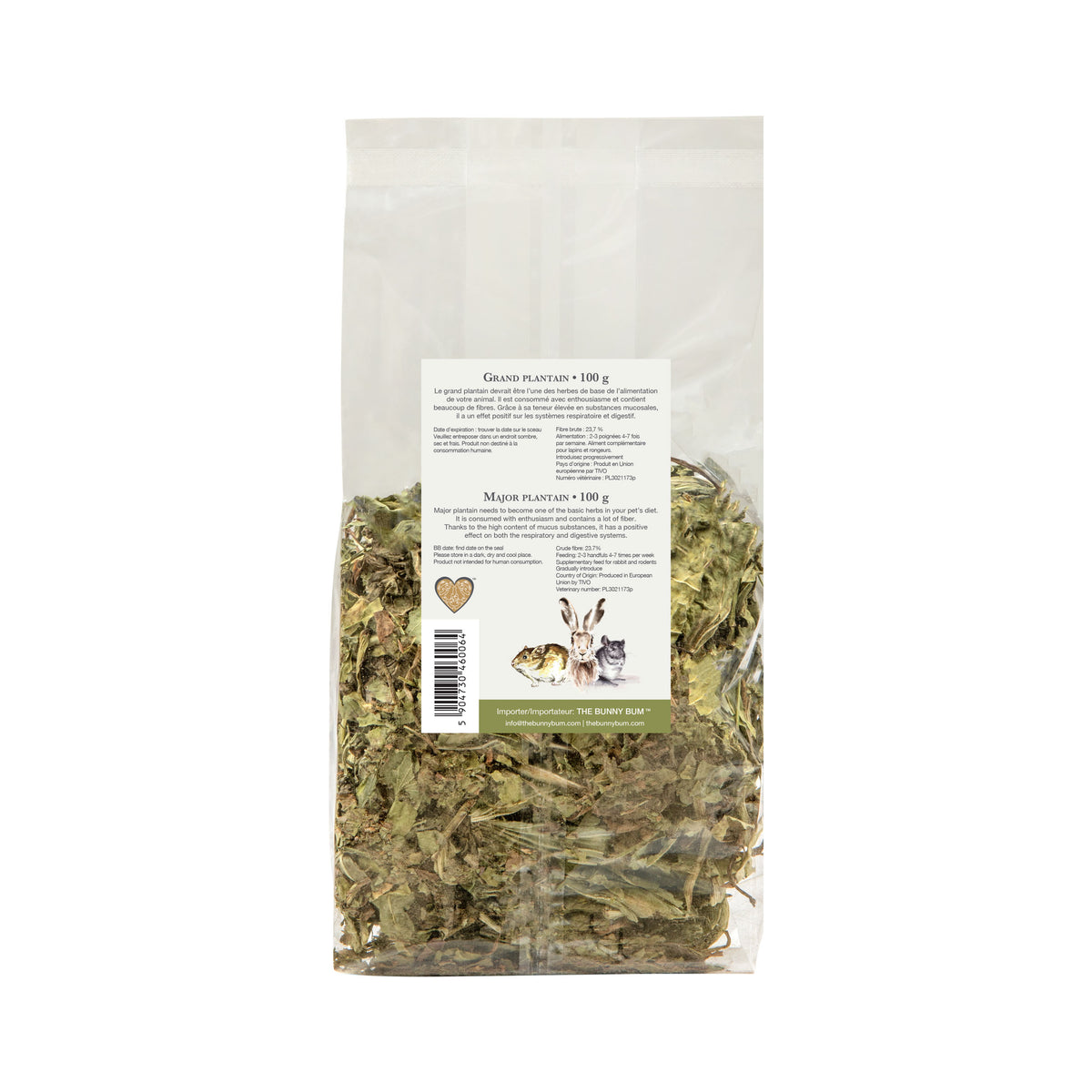 Grand Plantain Bunny Bum — verso du sac et étiquette