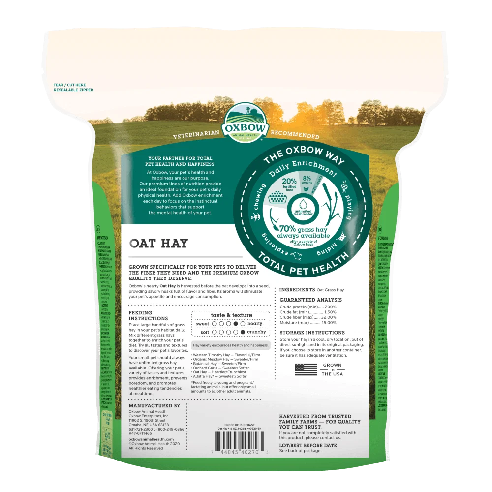 Foin d'avoine Oxbow 15 oz - arrière