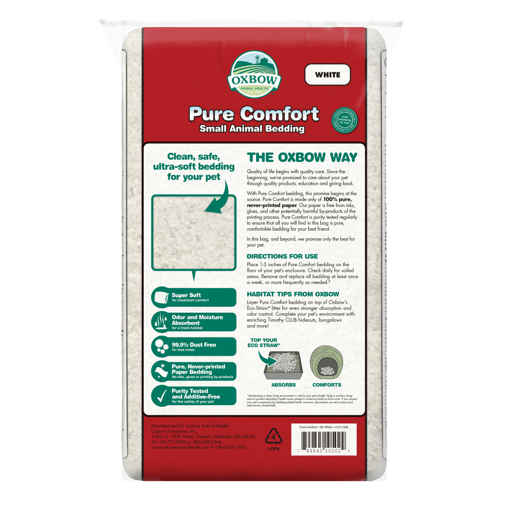 Litière de papier blanc Oxbow Pure Comfort 36 L arrière