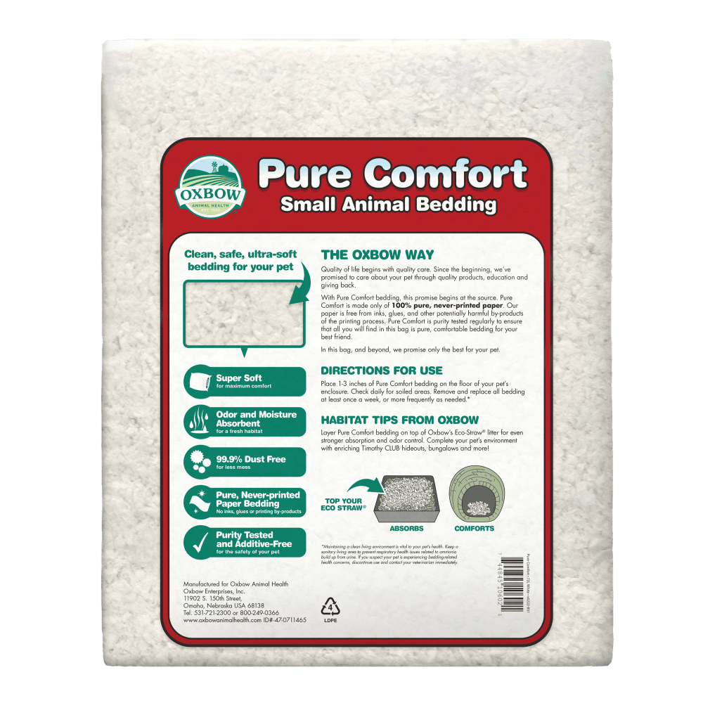 Litière de papier blanc Oxbow Pure Comfort 72 L arrière