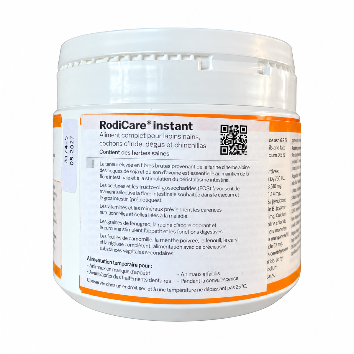 RodiCare Instant 170 g – étiquette française au dos du pot