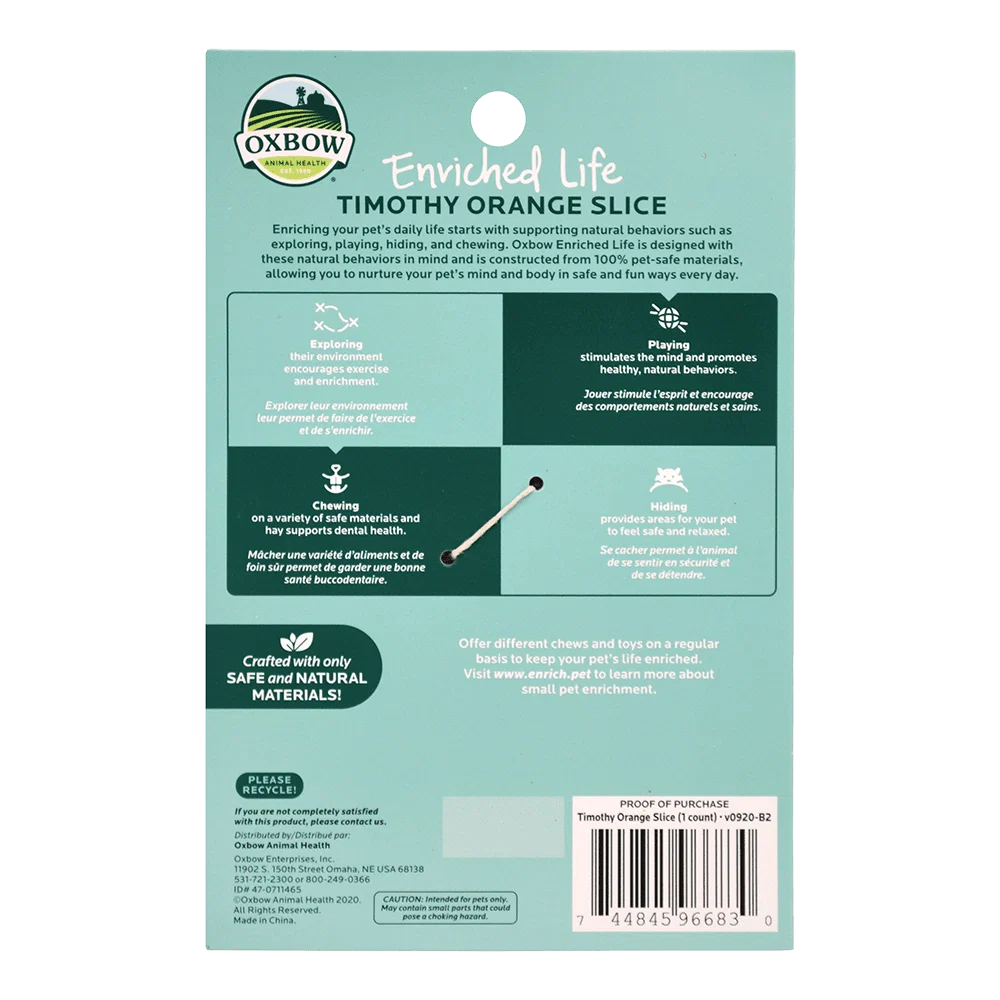 Tranche d'orange et fléole des prés Oxbow - vue arrière